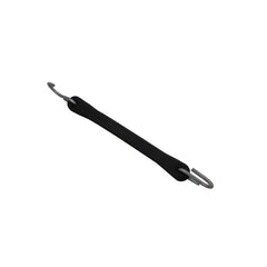 Kinedyne 9" EPDM Rubber Tarp Tie by Kinedyne shown with tempered steel S-hooks for heat and UV-resistant cargo tarping
