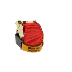 Kinedyne 2" by 30' Flat Hook Ratchet Strap w/ StrapPak product image showing strap, ratchet and mesh StrapPak by Kinedyne
