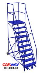 10 Step 60° Mobile Ladder Stand with Diamond Channel Grating and Extended Platform