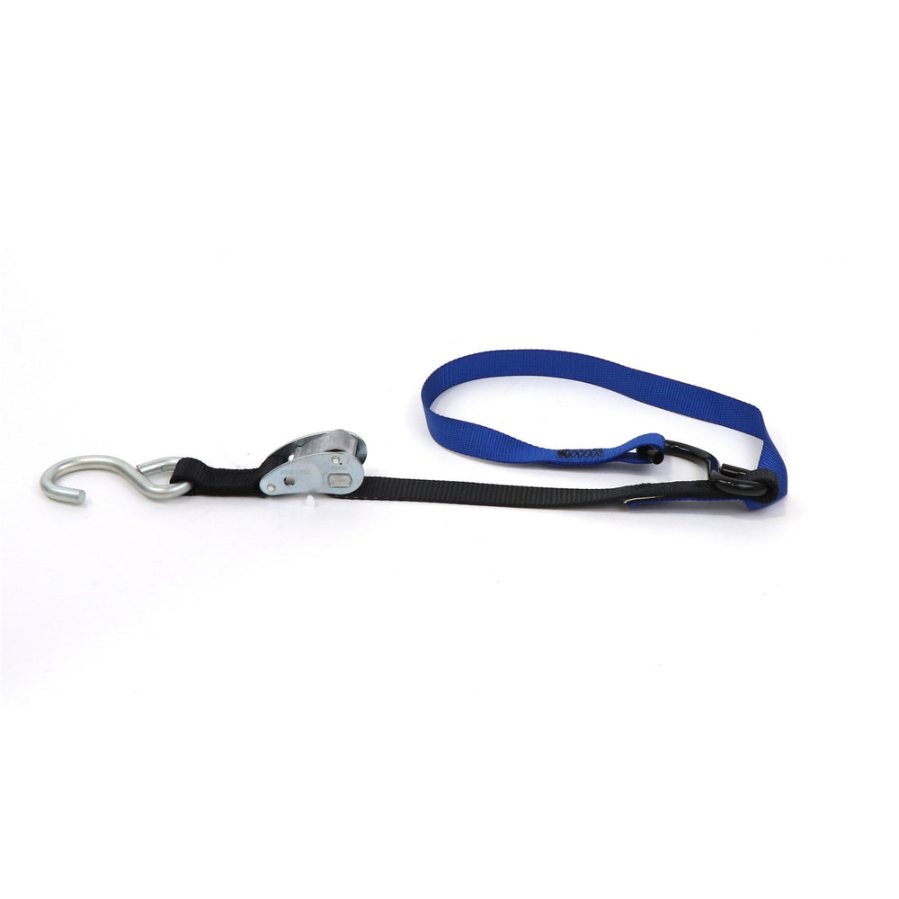 Kinedyne Pair of 1 inch by 6 foot S Hook Cam Buckle Straps showing webbing, cam buckle and S hooks