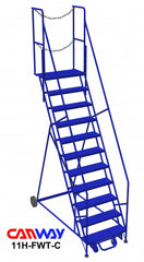11 Step 60° Mobile Ladder Stand w/Diamond Channel Grating, Front Walk Through
