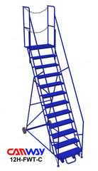 12 Step 60° Mobile Ladder Stand w/Diamond Channel Grating, Front Walk Through
