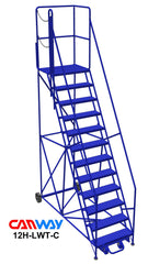 12 Step 60° Mobile Ladder Stand w/Diamond Channel Grating, Left Walk Through