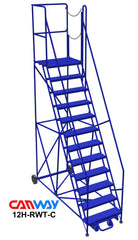 12 Step 60° Mobile Ladder Stand w/Diamond Channel Grating, Right Walk Through
