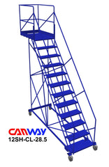 12 Step 50° Cantilever Mobile Ladder Stand, 28" overhang