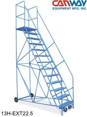 20 Step 60° Mobile Ladder Stand with Diamond Channel Grating and Extended Platform