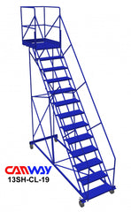 13 Step 50° Cantilever Mobile Ladder Stand, 28" overhang