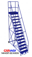 14 Step 60° Mobile Ladder Stand with Diamond Channel Grating and Extended Platform