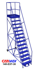 14 Step 60° Mobile Ladder Stand with Diamond Channel Grating and Extended Platform