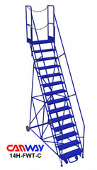 14 Step 60° Mobile Ladder Stand w/Diamond Channel Grating, Front Walk Through