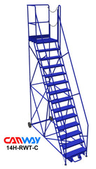 14 Step 60° Mobile Ladder Stand w/Diamond Channel Grating, Right Walk Through