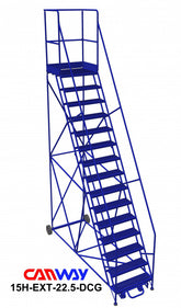 15 Step 60° Mobile Ladder Stand with Diamond Channel Grating and Extended Platform