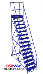 15 Step 60° Mobile Ladder Stand with Diamond Channel Grating and Extended Platform