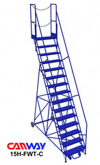 15 Step 60° Mobile Ladder Stand w/Diamond Channel Grating, Front Walk Through