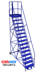 15 Step 60° Mobile Ladder Stand w/Diamond Channel Grating, Left Walk Through