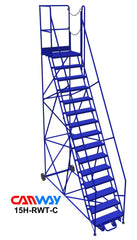 15 Step 60° Mobile Ladder Stand w/Diamond Channel Grating, Right Walk Through