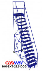 17 Step 60° Mobile Ladder Stand with Diamond Channel Grating and Extended Platform