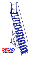 16 Step 60° Mobile Ladder Stand w/Diamond Channel Grating, Front Walk Through