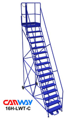 16 Step 60° Mobile Ladder Stand w/Diamond Channel Grating, Left Walk Through