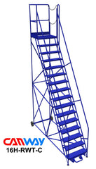 16 Step 60° Mobile Ladder Stand w/Diamond Channel Grating, Right Walk Through