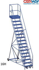 19 Step 60° Mobile Ladder Stand w/Diamond Channel Grating, Front Walk Through
