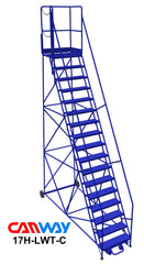 17 Step 60° Mobile Ladder Stand w/Diamond Channel Grating, Left Walk Through