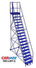 18 Step 60° Mobile Ladder Stand w/Diamond Channel Grating, Left Walk Through