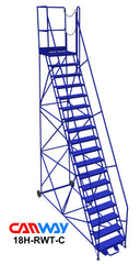 18 Step 60° Mobile Ladder Stand w/Diamond Channel Grating, Right Walk Through