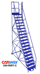 19 Step 60° Mobile Ladder Stand w/Diamond Channel Grating, Right Walk Through