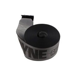 Kinedyne 4" by 30' Rhino MAX Flat Hook Winch Strap by Kinedyne, heavy-duty 4-inch polyester winch strap for industrial cargo securement