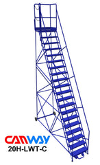 20 Step 60° Mobile Ladder Stand w/Diamond Channel Grating, Left Walk Through