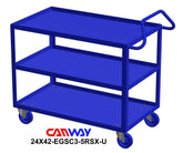 Service Cart Three Shelf with Ergonomic Handle