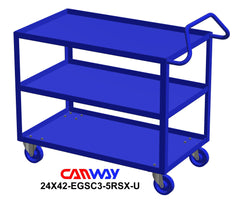 Service Cart Three Shelf with Ergonomic Handle