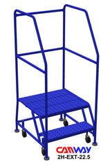 2 Step 60° Mobile Ladder Stand with Diamond Channel Grating and Extended Platform