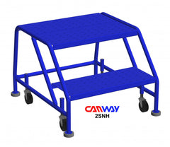 2 Step 50° Safety Angle Mobile Ladder Stand with Diamond Channel Grating -No handrail