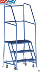 3 Step 60° Mobile Ladder Stand with Diamond Channel Grating and Extended Platform