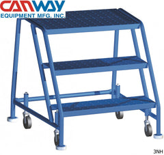 3 Step 60° Mobile Ladder Stand-No handrail, with Diamond Channel Grating and Extended Platform