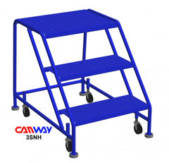 3 Step 50° Safety Angle Mobile Ladder Stand with Diamond Channel Grating -No handrail