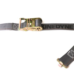 Kinedyne 2" by 16' Butterfly Logistic Ratchet Strap by Kinedyne showing ratchet, 1831 Series F butterfly fittings, and grey 4900G webbing