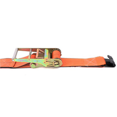 Kinedyne 4" by 27' K-FORCE Flat Hook Ratchet Strap showing 4-inch webbing, flat hook end fitting, and long-handle ratchet