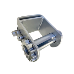 Kinedyne Storable Silver Powder Coated Sliding Double L Winch showing storable webbing and powder coated housing
