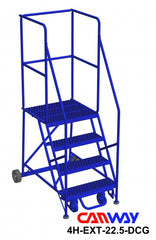 4 Step 60° Mobile Ladder Stand with Diamond Channel Grating and Extended Platform