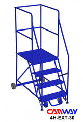 4 Step 60° Mobile Ladder Stand with Diamond Channel Grating and Extended Platform