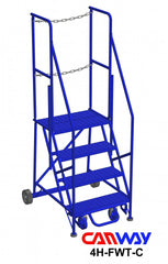 4 Step 60° Mobile Ladder Stand w/Diamond Channel Grating, Front Walk Through