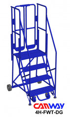 4 Step 60° Mobile Ladder Stand w/Diamond Channel Grating, Front Walk Through, Double Gate