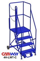 4 Step 60° Mobile Ladder Stand w/Diamond Channel Grating, Left Walk Through