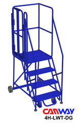 4 Step 60° Mobile Ladder Stand w/Diamond Channel Grating, Left Walk Through, Double Gate