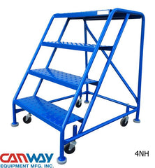 4 Step 60° Mobile Ladder Stand-No handrail, with Diamond Channel Grating and Extended Platform
