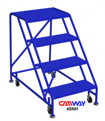 4 Step 50° Safety Angle Mobile Ladder Stand with Diamond Channel Grating -No handrail