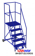 5 Step 60° Mobile Ladder Stand with Diamond Channel Grating and Extended Platform
